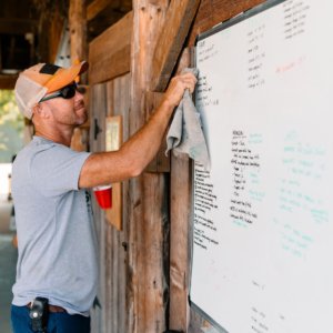 writing on whiteboard at shalom farms